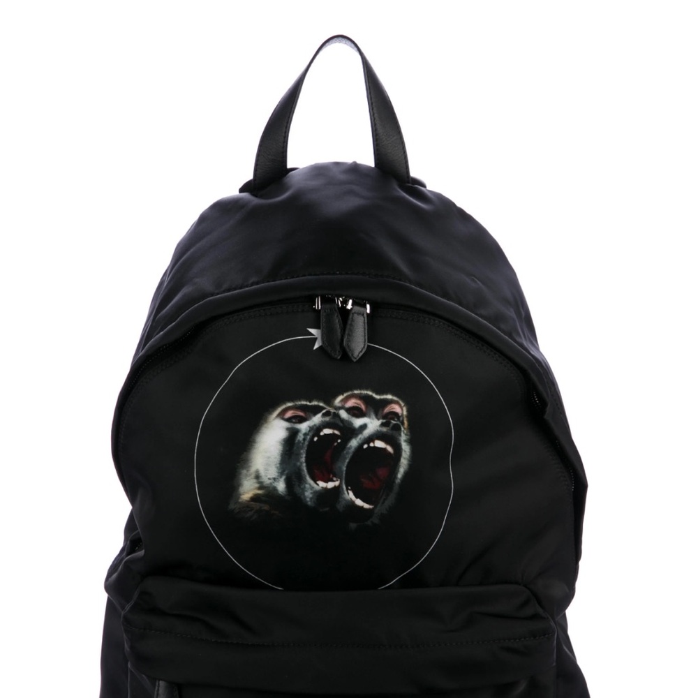 Black Givenchy Backpack with monkey Print